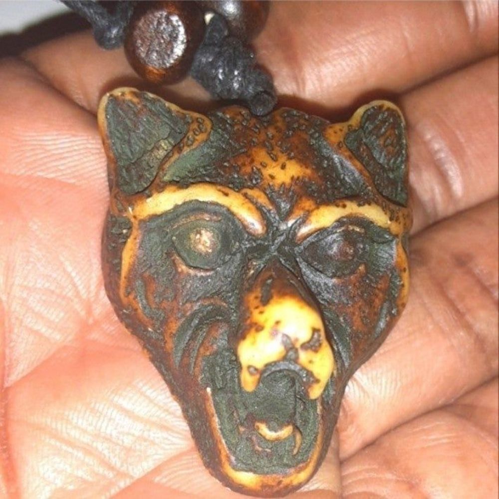 Brown Hand CRAFTED UNISEX wolf charm necklace